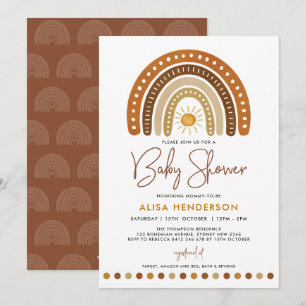 Minimalistisk Terracotta Rainbow Sunshine Baby Sho Inbjudningar