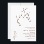 Minimalistisk terracotta-text 40:e födelsedagen inbjudningar<br><div class="desc">Minimalistisk terracotta Text 40:e födelsedagsinbjudan Enkel,  modern och minimalistisk i stil,  terracotta text färgad 40:e födelsedagsinbjudan med en löstagbar terracotta-ritad lövmotiv.</div>