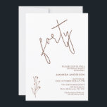 Minimalistisk terracotta-text 40:e födelsedagen inbjudningar<br><div class="desc">Minimalistisk terracotta Text 40:e födelsedagsinbjudan Enkel,  modern och minimalistisk i stil,  terracotta text färgad 40:e födelsedagsinbjudan med en löstagbar terracotta-ritad lövmotiv.</div>