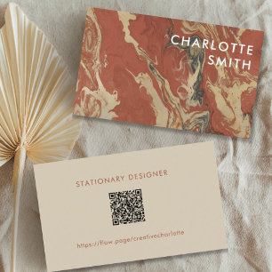 Minimalistisk terracotta Watercolor Brown QR-kod Visitkort