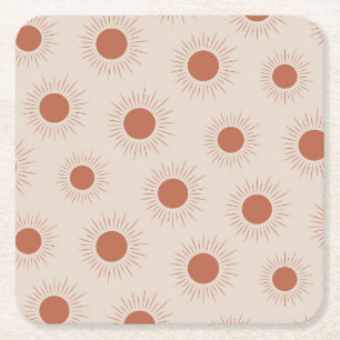 Minimalistisk terrakotta abstrakt boho solmönster underlägg papper kvadrat