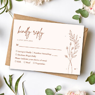 Minimalistisk Terrakotta Bränd Orange Boho Bröllop OSA Kort
