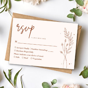 Minimalistisk Terrakotta Bränd Orange Boho Bröllop OSA Kort
