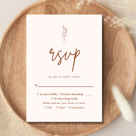 Minimalistisk Terrakotta Bränd Orange Boho Bröllop OSA Kort