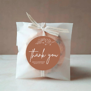 Minimalistisk Terrakotta Bränd Orange Boho Bröllop Runt Klistermärke