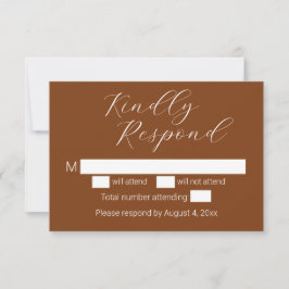 Minimalistisk terrakotta bröllops-RSVP-kort Tack Kort