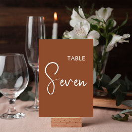 Minimalistisk terrakotta elegant bord nummer skylt bordsnummer