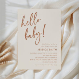 Minimalistisk Terrakotta Hello Baby Höst Baby Show Inbjudningar