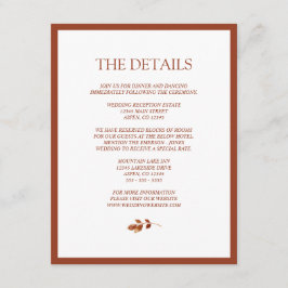 Minimalistisk terrakotta Höst löv Gräns Bröllop Tilläggskort