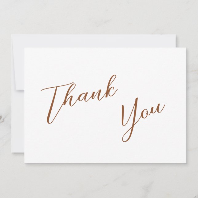 Minimalistisk Terrakotta & Vit Enkel Bröllopsgratu Tack Kort (Framsida)