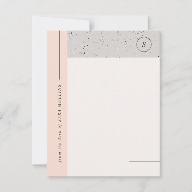 Minimalistisk terrazzo Monogram Stationery - Grått Meddelande (Framsida)