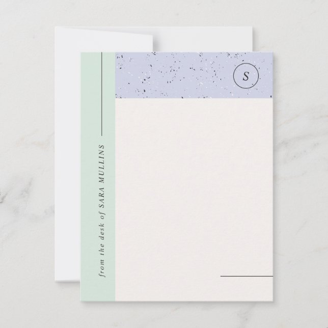 Minimalistisk terrazzo Monogram Stationery - Mint Meddelande (Framsida)