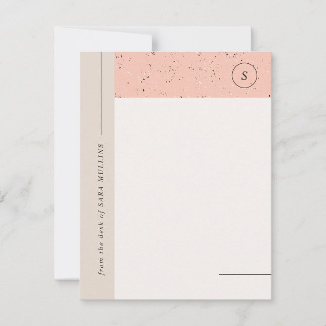 Minimalistisk terrazzo Monogram Stationery - persi Meddelande (Framsida)