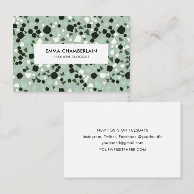 Minimalistisk Terrazzo Tryck Modern Anpassad  Visitkort (Fram/baksida)