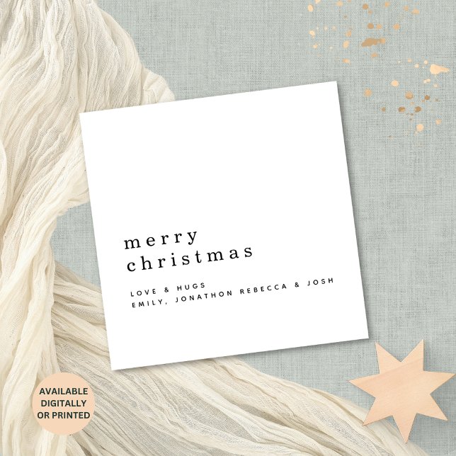 Minimalistisk text Namn God jul White Kort (Minimalist elegance. Available digitally and printed.)