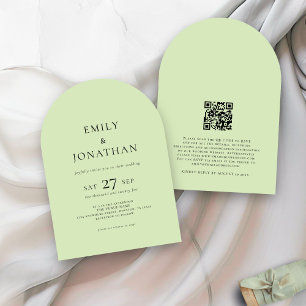 Minimalistisk text QR-kod, limma march Bröllop Inbjudningar