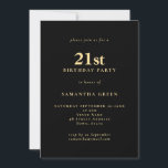 Minimalistisk text, svart Guld, 21:a födelsedag Pa Inbjudningar<br><div class="desc">Minimalistisk text,  svart Guld,  21:a födelsedag,  Party. 100 % anpassade. Anpassa färgen och ändra teckensnitt och bakgrund enkelt om du vill genom att redigera ytterligare alternativ.</div>