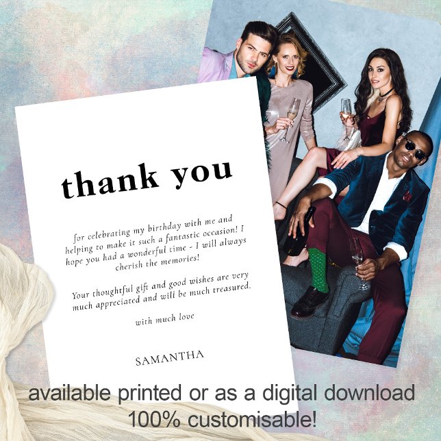 Minimalistisk text valfri Färg-foto på födelsedage Kort (Skapare uppladdad)