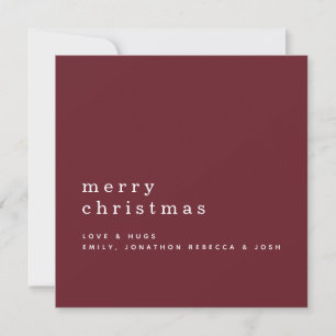 Minimalistisk textnamn God Jul Burgunder Kort