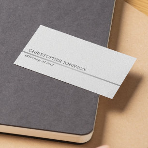 Minimalistisk textur vit falsk silverlinje advokat visitkort