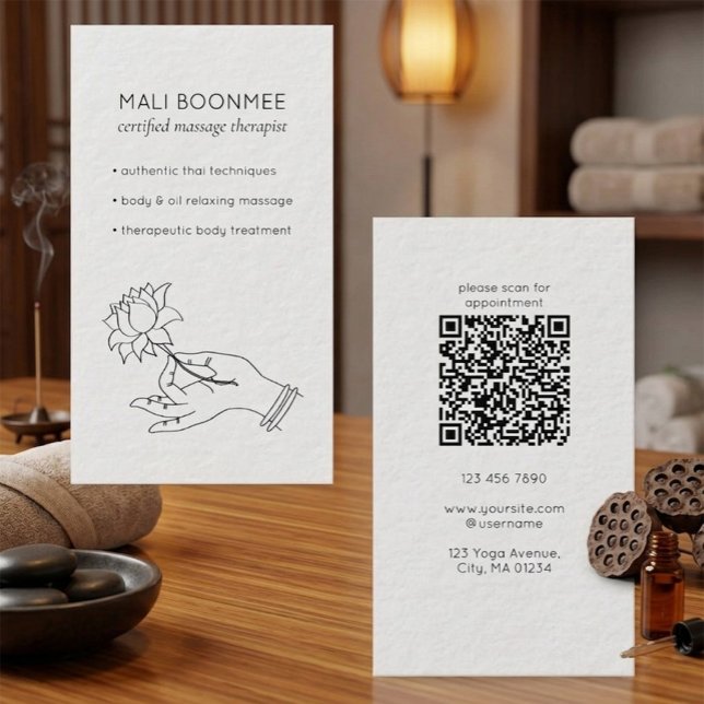 Minimalistisk thai massage QR-kod visitkort (Skapare uppladdad)