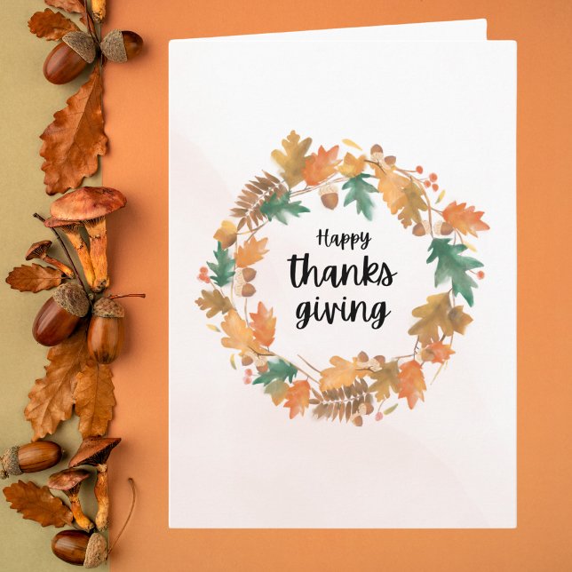 Minimalistisk Thanksgiving för höstkrans Kort (Skapare uppladdad)