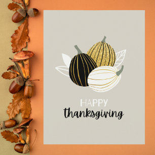 Minimalistisk Thanksgiving för svart och Guld Vykort