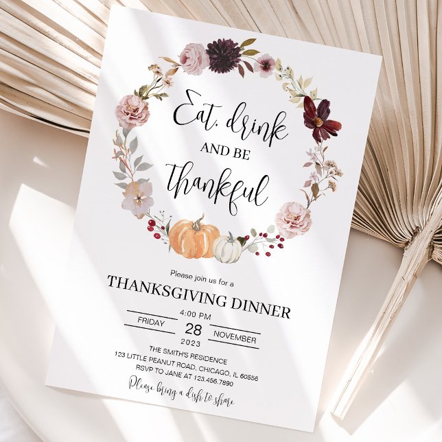 Minimalistisk Thanksgiving Inbjudningar (Skapare uppladdad)