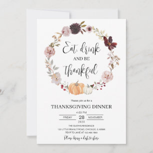 Minimalistisk Thanksgiving Inbjudningar