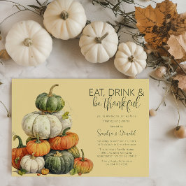 Minimalistisk Thanksgiving-middag för Pumpkin Inbjudningar
