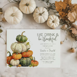 Minimalistisk Thanksgiving-middag för Pumpkin Inbjudningar