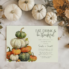 Minimalistisk Thanksgiving-middag för Pumpkin Inbjudningar