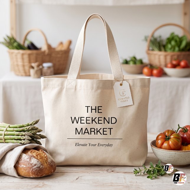 Minimalistisk "The Weekend Market"-typografi Jumbo Tygkasse (#OfferNow)