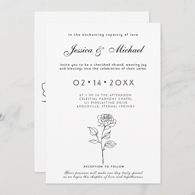 Minimalistisk timlös bloominbjudan inbjudningar (Fram/baksida)