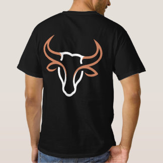 Minimalistisk tjurhuvudikon med flödande böjd horn t shirt
