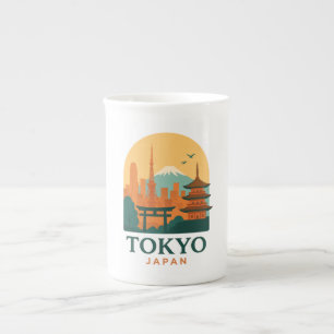 Minimalistisk Tokyo Japan Resa Modern Benporslin Mugg