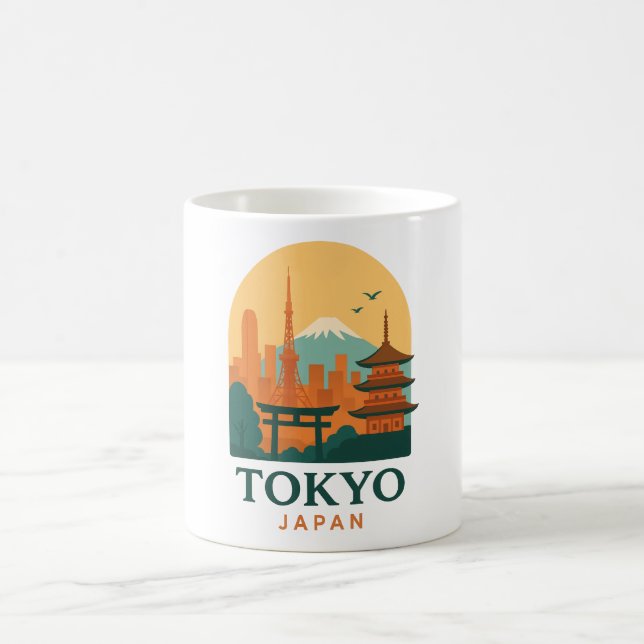 Minimalistisk Tokyo Japan Resa | Modern  Kaffemugg (Center)