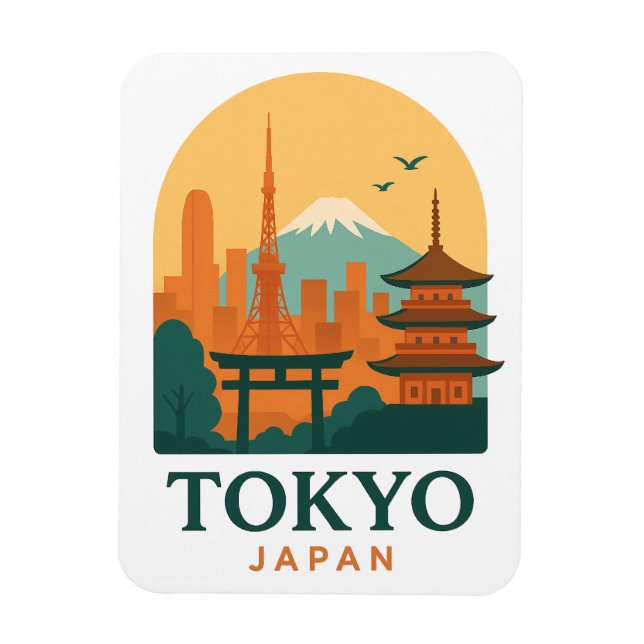Minimalistisk Tokyo Japan Resa Souvenir Magnet  (Vertikal)