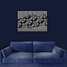 Minimalistisk Torn Black & White Blommigt Rand Poster