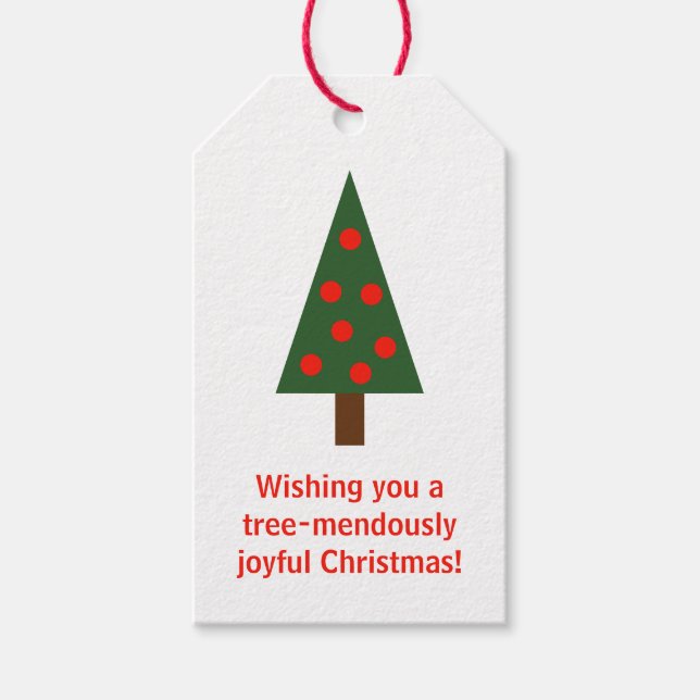 Minimalistisk "Träd-mendous"-jul Presentetikett (Framsidan)