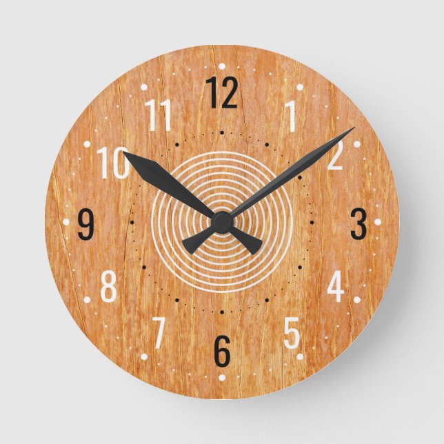 Minimalistisk trädeka - Vintage Wood Rund Klocka (Framsida)
