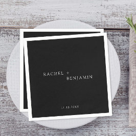 Minimalistisk traditionell enkel svart vit bröllop pappersservett