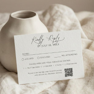 Minimalistisk traditionell QR-kod RSVP vit OSA Kort