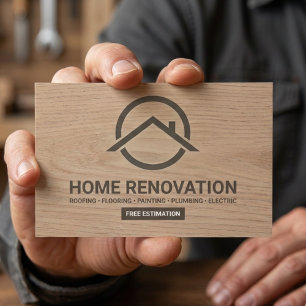 Minimalistisk trägraining hemrenovering & entrepre visitkort