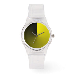 Minimalistisk transparent med svartvitt och Gult-u Armbandsur