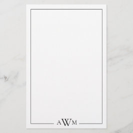 Minimalistisk tre bokstävers monogram brevpapper