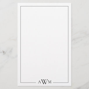 Minimalistisk tre bokstävers monogram brevpapper