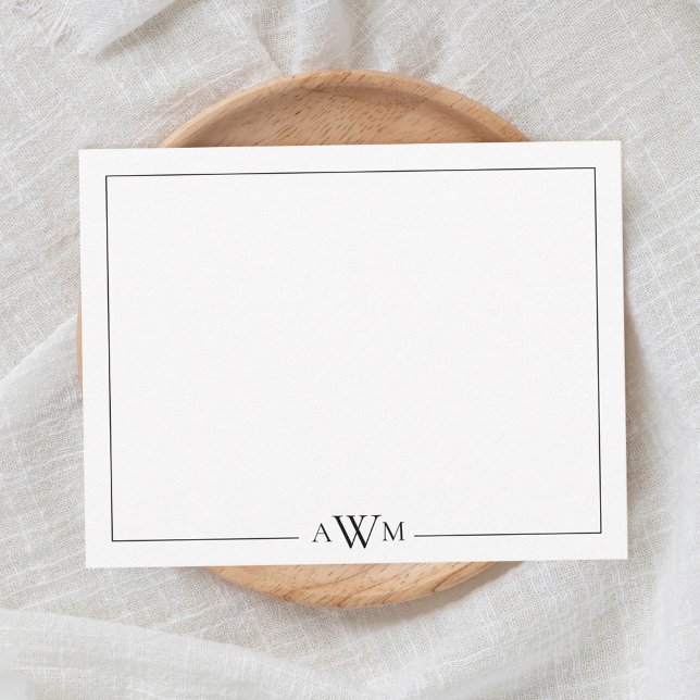 Minimalistisk tre Brev Monogram Gräns Anteckningskort (Skapare uppladdad)