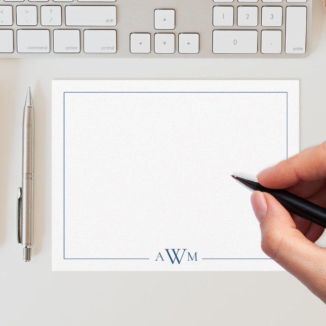 Minimalistisk tre Brev Monogram Gräns Anteckningskort (Skapare uppladdad)