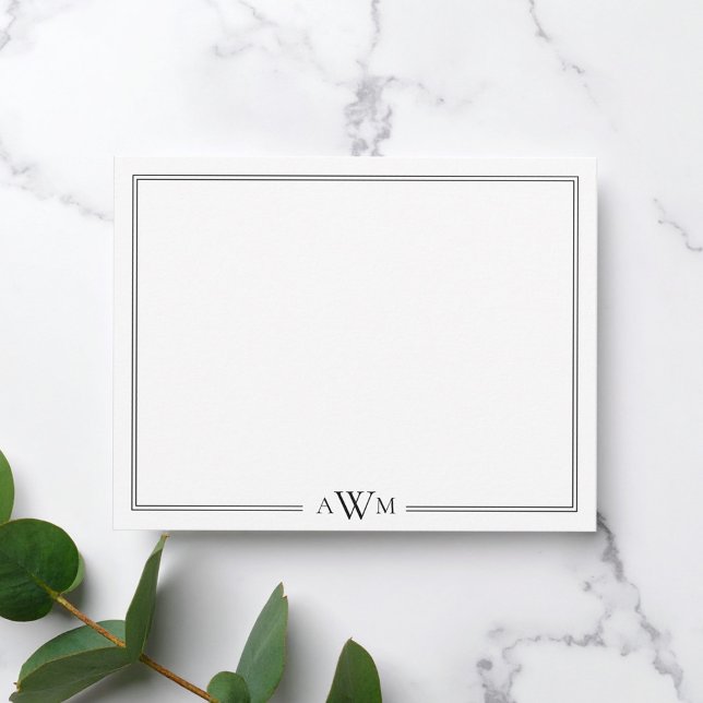 Minimalistisk tre Brev Monogram Gräns Anteckningskort (Skapare uppladdad)